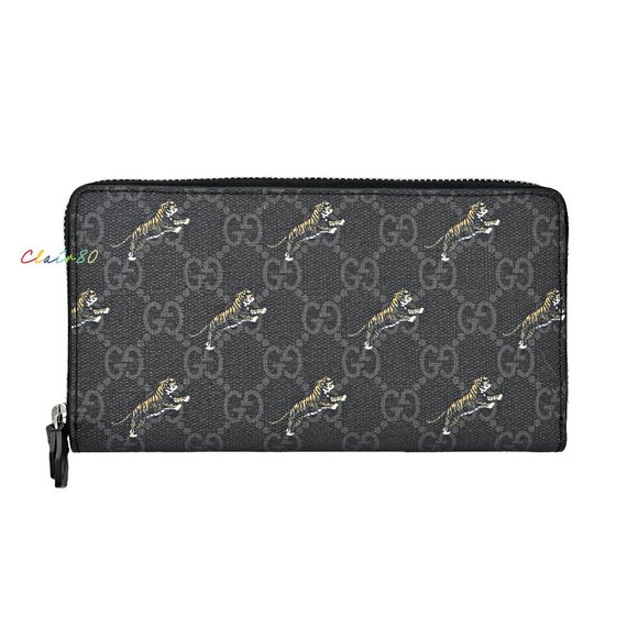Gucci GG Supreme Canvas with Tiger Print Large Zip Around Wallet - Picture 1 of 7